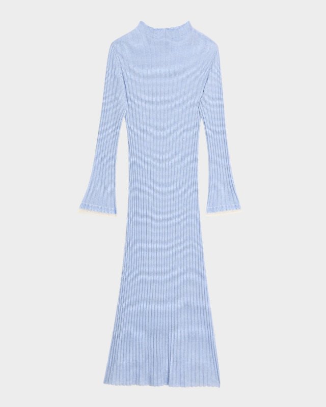 Fine Stripe Mock-Neck Mini Dress